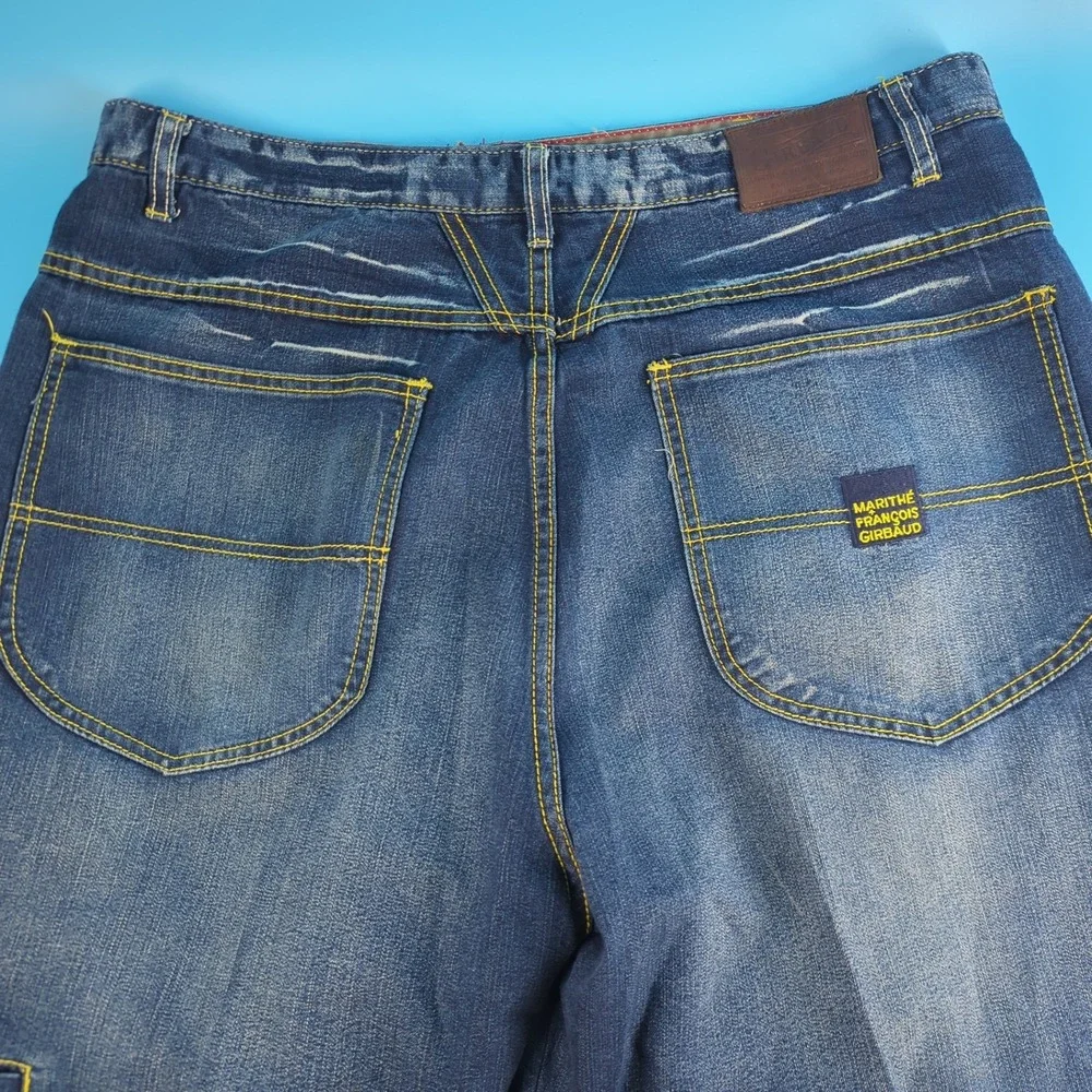 Marithe Francois Girbaud Men Wide Leg Baggy Jeans Blue Y2K 38M Skate JNCO style